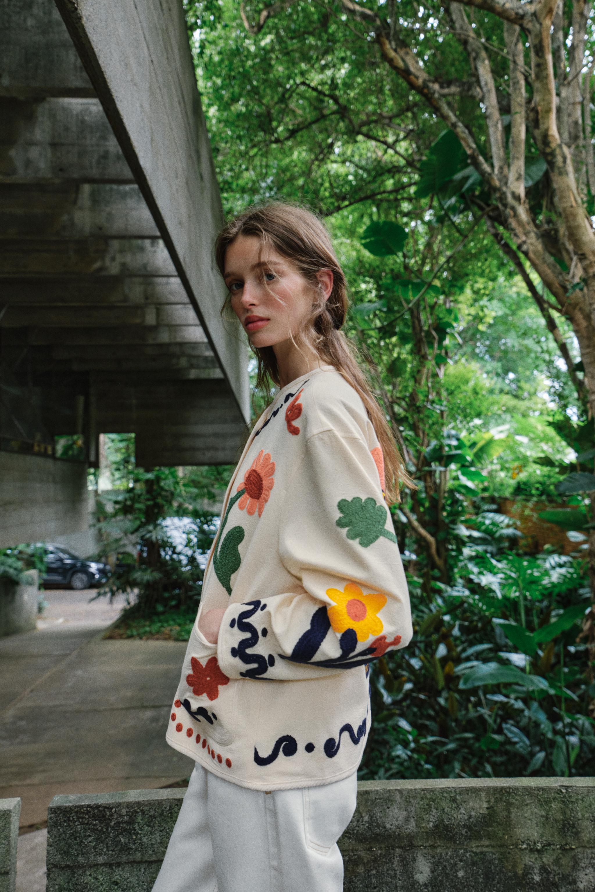 100% COTTON EMBROIDERED FLORAL JACKET